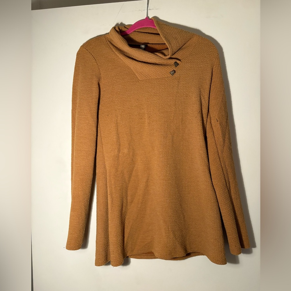Kollontai Mustard Tunic Sweater with Button Detail